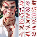 20 Sheets 3D Realistic Scar Tattoos - Waterproof Fake Bloody Wound Stickers for Halloween Cosplay Face & Body Makeup Adults​​. 