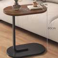 C Shaped Side Table, Modern End Table for Small Spaces, Minimalist Couch Side Tables with Metal Leg, Wood Coffee Table for Sofa and Bed. 
