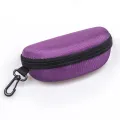 1pc Portable Sunglasses Case Protector Oxford Cloth Hard EVA Zippered Eyeglasses Case with Carabiner Unisex Eyewear Accessories. 