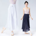 Women Long Chiffon Ballet Skirt Black Dance Wrap Skirts with Adjustable Tie Semi-sheer. 
