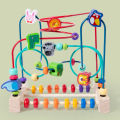 Montessori Toys Wooden Roller Coaster Bead Maze Abacus Math Toys Toddler Early Educational Toys for Kids Children 1-3 Years. 