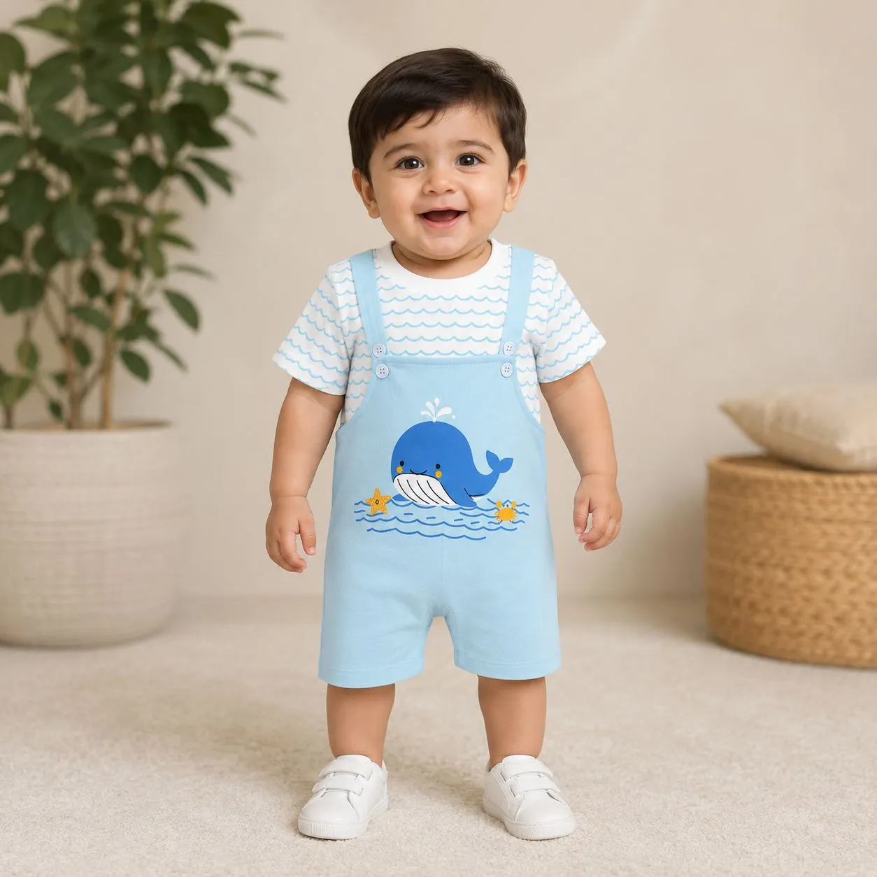 Whale Dungaree Set Overview