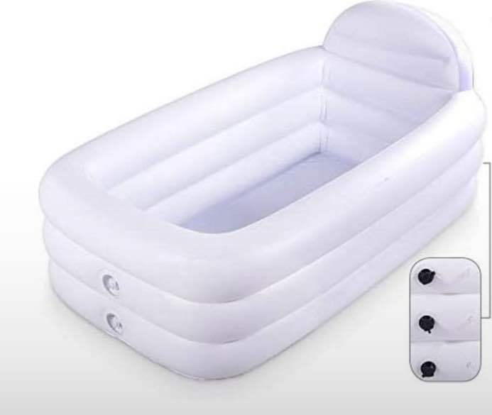 White Durable Portable Inflatable bathtub with Large Backrest freestanding inflatable pool bath spa
