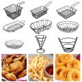 Fryers Basket Net Mesh Fries Chip Kitchen Tool Iron Fryer Food Storage Container Home BBQ French Fries Baskets with Handle.