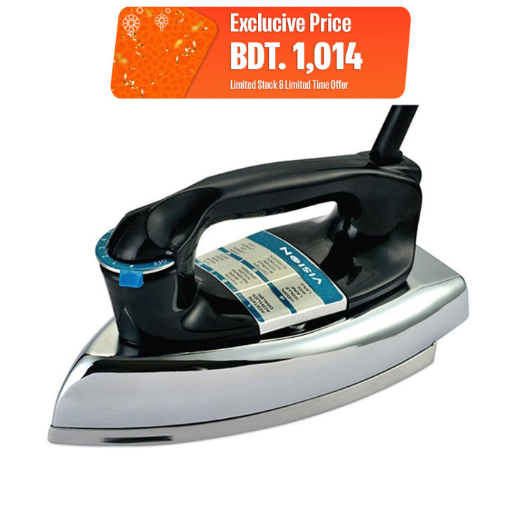 Vision VIS-DEI-013 Heavy Electric Iron With High Quality Body Material And Shock And Burn Proof - 873529 with Free Delivery