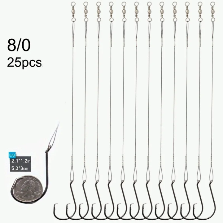 25pcs%20Saltwater%20Circle%20Hooks%20with%20Steel%20Wire%20Leader%2010/0-1/0%20Steel%20Circle%20Hook%20Rigs%20Circle%20Fishing%20Hooks%20Rig%20for%20Catfish%20Bass%20-%20Image%208