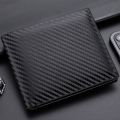 New Carbon Fiber Short Wallet Men's Card Bag Integrated Zipper Change Bag Holder.