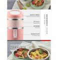 2 Layers Stainless Steel Lunch Containers with Handle, Insulated Lunch Box Stay Hot 3h, Food Containers for Adults, Teens, Work, School. 