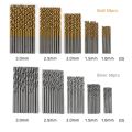 50PCS HSS Twist Drill Mini Extractor Drill Bit Titanium Coated Drill Bits Set For Metal Wood Drilling Tools 1/1.5/2/2.5/3mm. 
