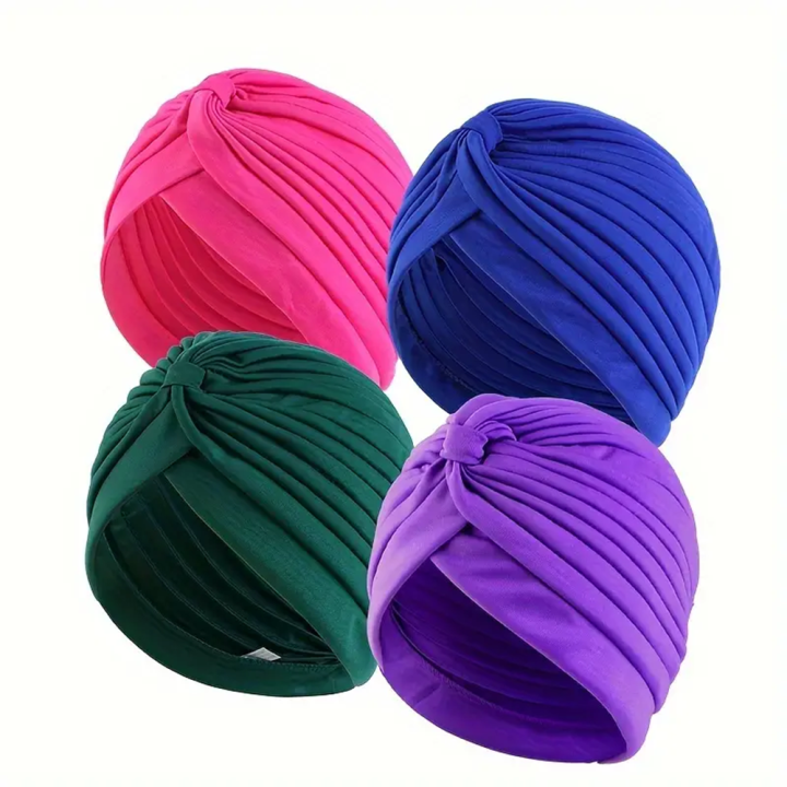 4pcs/set%20Solid%20Color%20Turban%20Cap%20Elastic%20Bonnet%20Head%20Scarf%20Women%20Chemo%20Hats%20Casual%20Pleated%20Head%20Wrap%20-%20Image%206