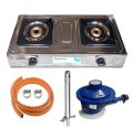Steel Gas Stove Set With Regulator, Pipe, Light And Clamp. 