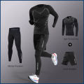 3-5Pcs Men's Ice Fiber Quick-Dry Running Fitness Full Set/Suit Tracksuit For Marathon, Training Cycling, Jogging, Gym, Sweatpant. 