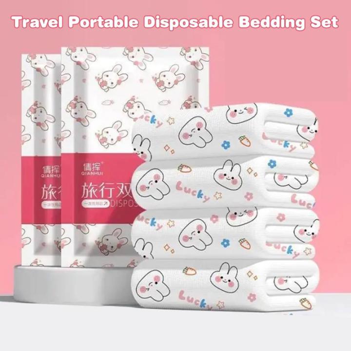 Hotel%20&%20Travel%20Disposable%20Bedding%20Set%20%E2%80%93%20Extra%20Thick%203/4-Piece%20Includes%20Sheets,%20Duvet%20Cover%20&%20Pillowcases,%20Sanitary%20&%20Convenient%20-%20Image%203