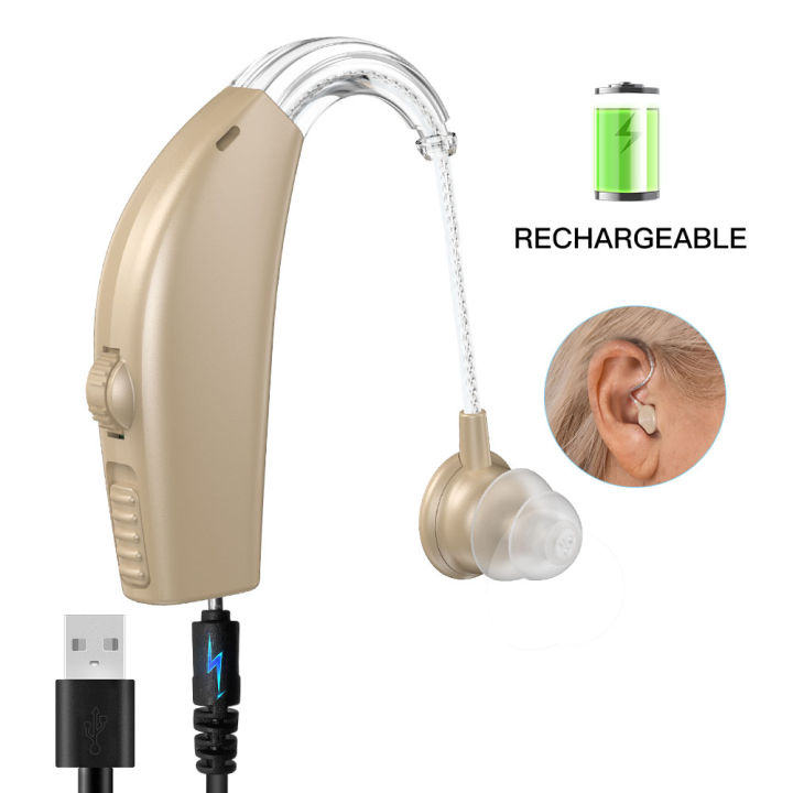 Noise Reduction Sound Amplifier BTE Hearing Aid Single Piece Rechargeable For Deafness