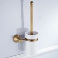 Hardware Retro Bathroom Pendant, White Ceramic Cup, Brass Handle, Toilet Brush Rack, Suitable for Bathroom Decoration. 