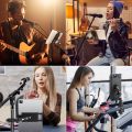 M3 4.7"-13.5" Tablet and phone holder for Microphone Stand with 360-Degree Rotable Swivel Mount for Music Sheet/Live Streaming.