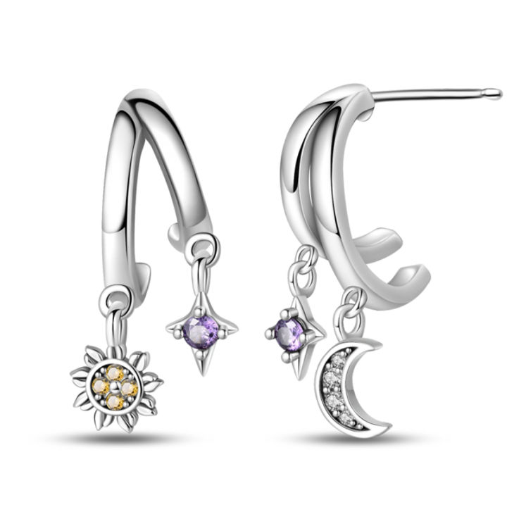 Women's%20Shiny%20925%20Sterling%20Silver%20Star%20Moon%20Sun%20Gold%20Original%20Design%20Trendy%20Earrings%20Fit%20Wedding%20Party%20Exquisite%20Jewelry%20%20-%20Image%207