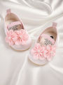 Baby girl shoes, princess children's shoes, soft soled anti slip pearl flower dress, children's shoes, first step 0-18M. 