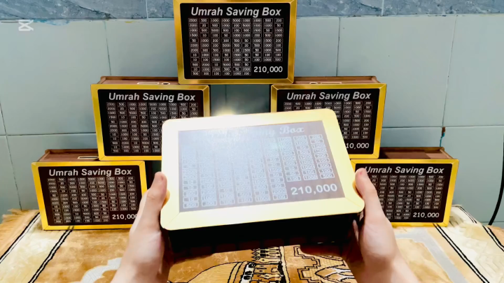 Umrah Saving Box - Wooden Islamic Money Saving Box - 280 Days Hajj ...