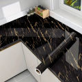 Marble Wallpaper Sheet (Black-Golden)– Self-Adhesive PVC Wall Sticker | Waterproof & Oil-Proof Peel and Stick Contact Paper for Kitchen, Cabinets, Walls, Furniture & Home Décor. 