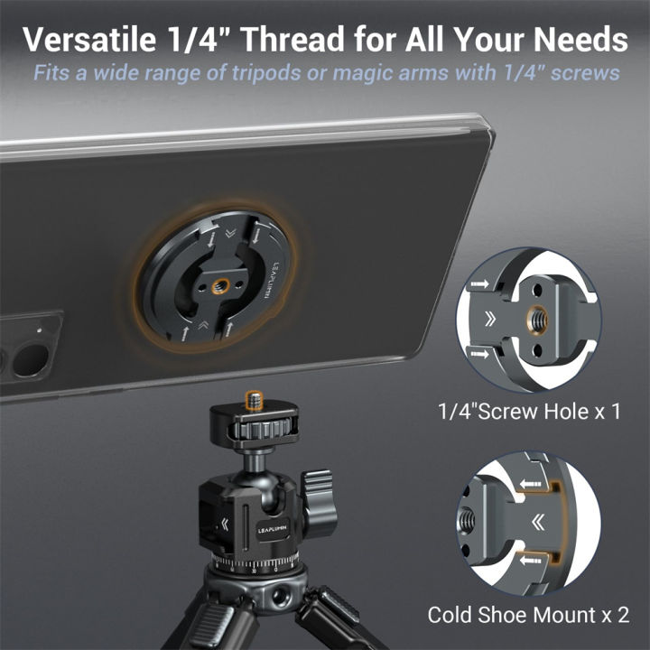 LEAPLIGHT%20Metal%20Magnetic%20Phone%20Tripod%20Mount%20Adapter%20w%201/4%20dual%20Cold%20Shoe%20for%20MagSafe%20Iphone%20Android%20Mic%20Tripod%20Fixed%20Bracket%20-%20Image%204