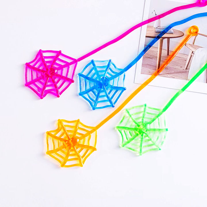15Pcs Fun Kids Birthday Party Favor Mini Sticky Spider Web Toy Bag Giveaway Pinata Filler Halloween Carnival Party Supplies