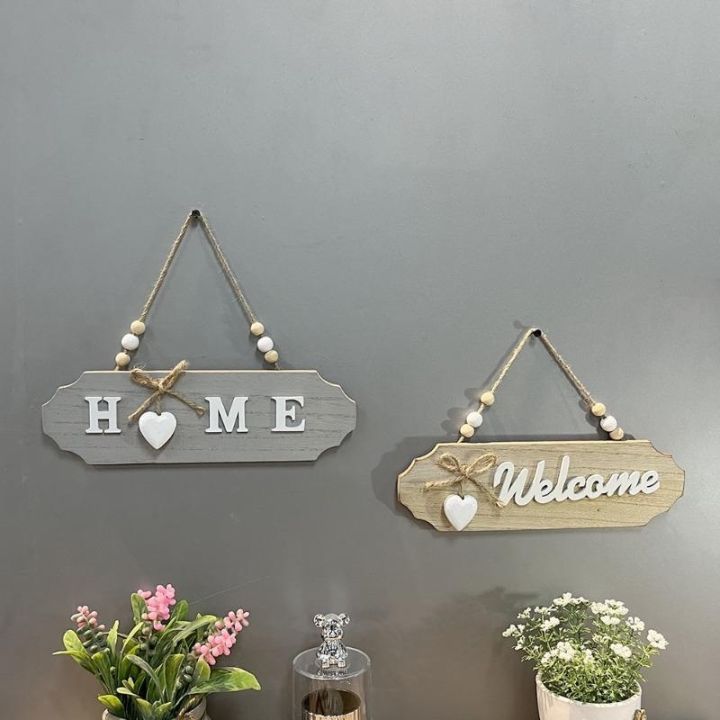 1Pc Wooden Door Sign Welcome Hang Up Welcome Guests in Front of The Door Home Decoration Sign Bow Creative Hang Up