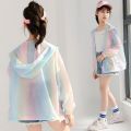 New Girls Summer Sun Protection Coat Rainbow Thin Style Fashion Princess Jacket Outdoor Activity 3-12 Years Children Clothing.