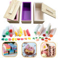 Rectangle Wooden Box Soap Mold Kits 600ml Silicone Soap Mold Flexible Rectangular Loaf Mold DIY Heart Moon Tube Soap Making Tool.