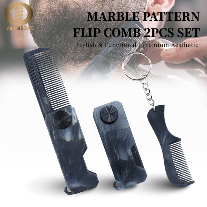 Pattern Retractable Comb NEW 1/2PCS Marble Pattern Mini Folding Combs Portable Barber Hair ...