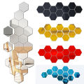 12/24Pcs 3D Hexagon Mirror Wall Stickers DIY Removable Self Adhesive Aesthetic Mosaic Tiles Decals Mirror Home Decoration. 