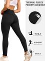 Womens Thermal Fleece Lined High Waisted with Pockets Leggings, Workout Winter Warm Tights Soft Yoga Running Pants.