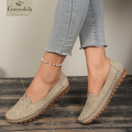 goreyodoly Women Slip On Loafers Wide Fit Comfortable Flats Lightweight Breathable Shoe Perforated Embroidery Print Leather Look.