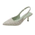 Sea Salt Blue Pointed High Heel Sandals for Women Back Hollow Half Headed Single Shoes Fashion Versatile Casual Shoes.
