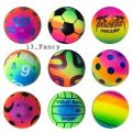 6Inflatable Summer Beach Ball Pool Swim Rubber Rainbow Beach Volleyball Garden Game Net Kids Toy. 
