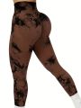 Tie Dye Seamless High Waisted Workout Leggings for Women Scrunch Butt Lifting Yoga Gym Athletic Pants.