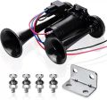 Super Loud 600DB Dual Trumpet Train Horns for Trucks 12V Stainless Steel Electric High Decibel Chrome Finished Car Speaker with.