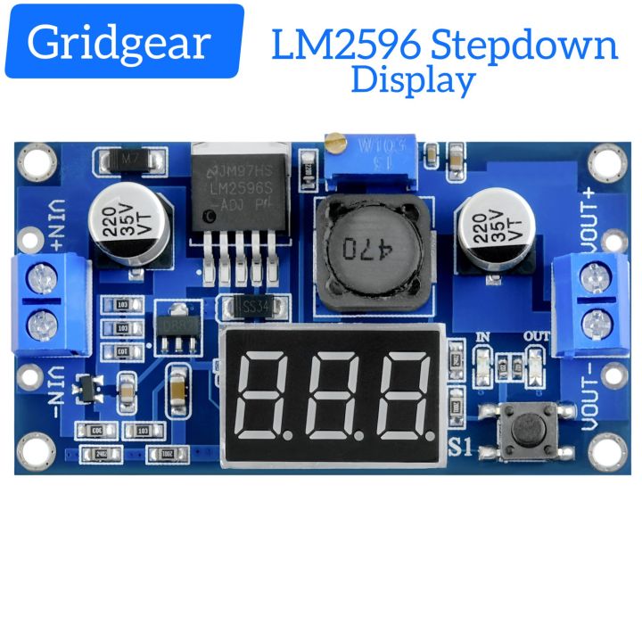 LM2596 3a Stepdown Buck Converter Module With Digital Display | Adjustable Dc-Dc Regulator 4V-40V to 1.25V-37V | Original Product | Seamless Working | Industrial Grade | Gridgear Exclusive