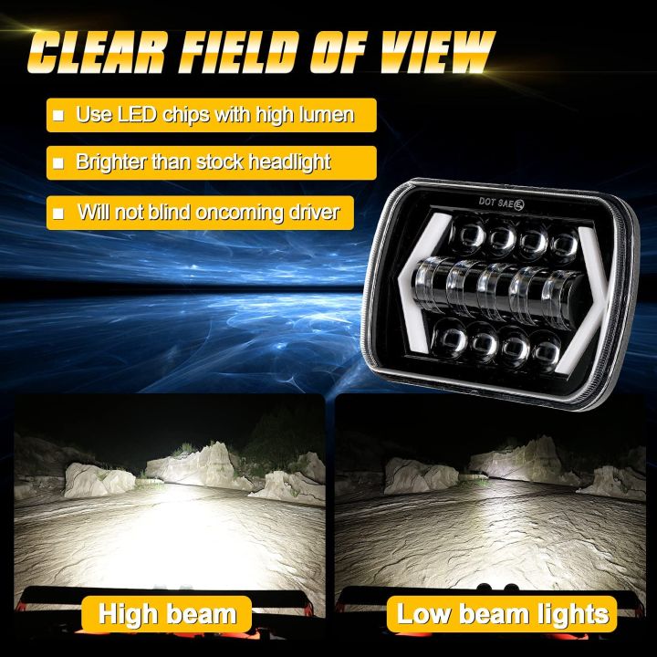 5x7%204x6%20Square%207Inch%20LED%20Headlight%2055W%20Led%20Headlamp%20Hi/Low%20Turn%20Signal%20for%204x4%20Suzuki%20Samurai%20Jeep%20Wrangler%20Off%20Road%20-%20Image%206