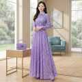 Women's Stylish Formal Long Sleeve Digital Print One Piece Long Gown Kurti.