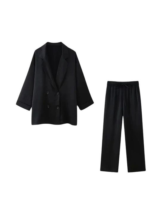 Women's%20Double-Breasted%20Loose%20Blazer%20Coat%20and%20High%20Elastic%20Waist%20Wide%20Leg%20Pants,%20Female%20Two%20Piece%20Sets,%20Fashion%20-%20Image%204