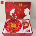 Chinese tea set Tea Tea Cup auspicious wedding tea ceremony Tea Set 4 tea water glass with teapot and Gold red tile tray. 