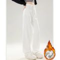 Winter Girls Fleece Thermal High Waist Jeans Female Snow Warm Plush Denim Pants Lady Casual Daily Straight Leg Trousers. 