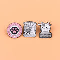 Cute Cat Quotes Enamel Pin Cartoon Cat's Paw Brooch For Coat Women's Brooches Fashion Lapel Badges Jewelry  for Friends. 