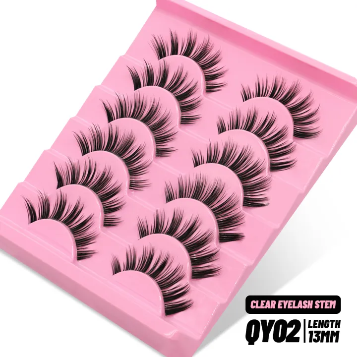GROINNEYA%20Lashes%205/7%20Pairs%20Wispy%20Mink%20Lashes%20Invisible%20Band%20Eyeashes%20Look%20Like%20Extensions%20Strip%20Lashes%20Natural%20Look%20Soft%20Fluffy%20-%20Image%208