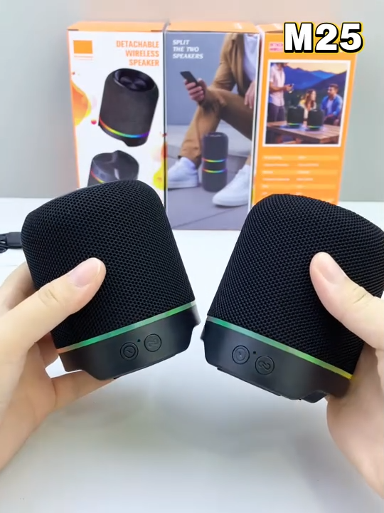 M25 Bluetooth, TF Card & FM Radio Supported Multi Functional Detachable Wireless Speaker With RGB Lighting Effects