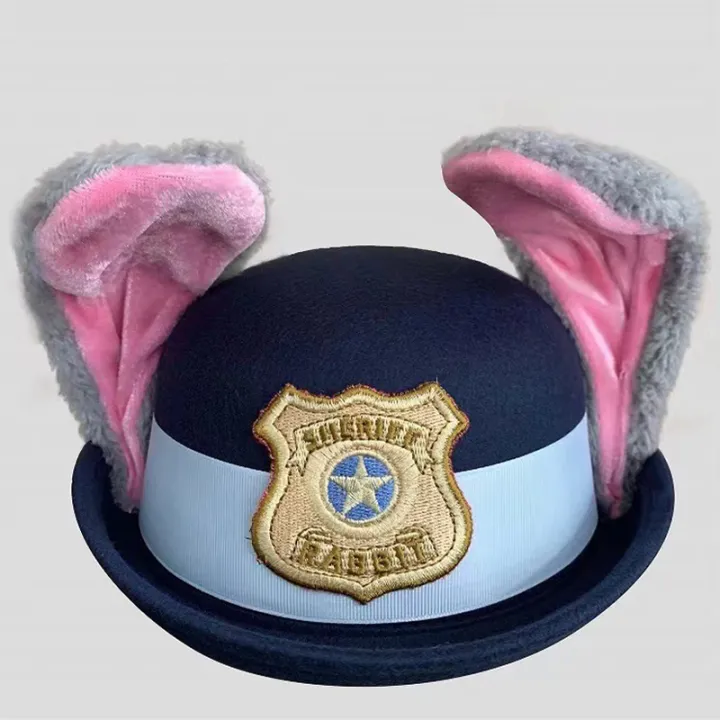Judy%20Hopps%20Sheriff%20Hat%20Movie%20Cosplay%20Costume%20Accessory%20Halloween%20Costume%20Party%20Anime%20Rabbit%20Police%20Officer%20Headwear%20For%20Girls%20-%20Image%202