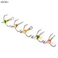 5Pcs Fishing Hook Winter Ice Fishing Hook Three-jaw Hook With Rhinestones High Carbon Steel Tackle Tool 6# 8# 10# 12#〔CC33〕. 