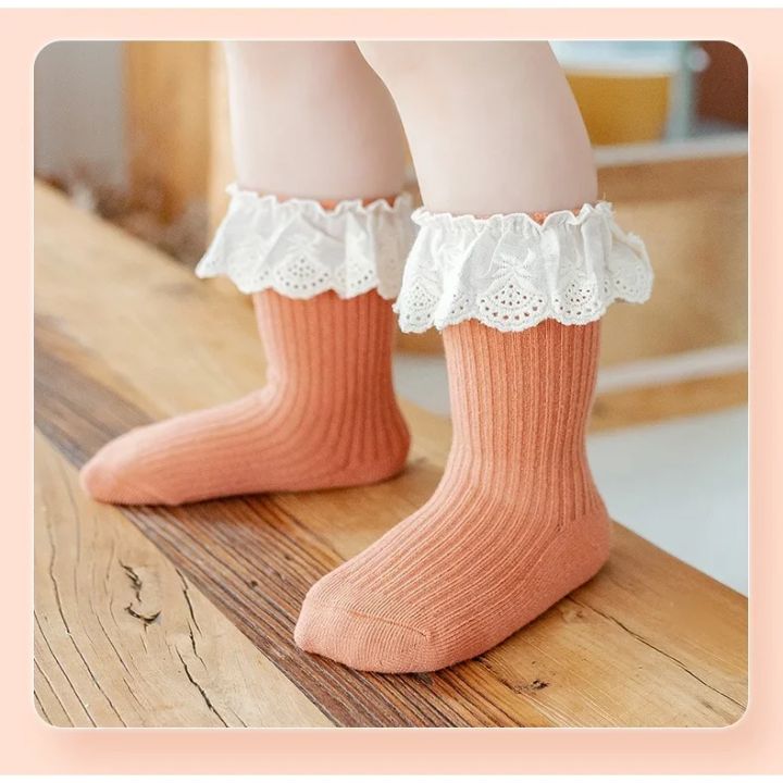 2/1%20Pairs%20Girl%20Socks%20Ruffle%20Baby%20Spring%20Summer%20Children's%20Princess%20Socks%20Lace%20Cotton%20Medium%20Tube%20Autumn%20Girl%20Socks%20Baby%20-%20Image%205