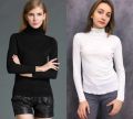 2 piece combo women's high neck sweater (black & white).